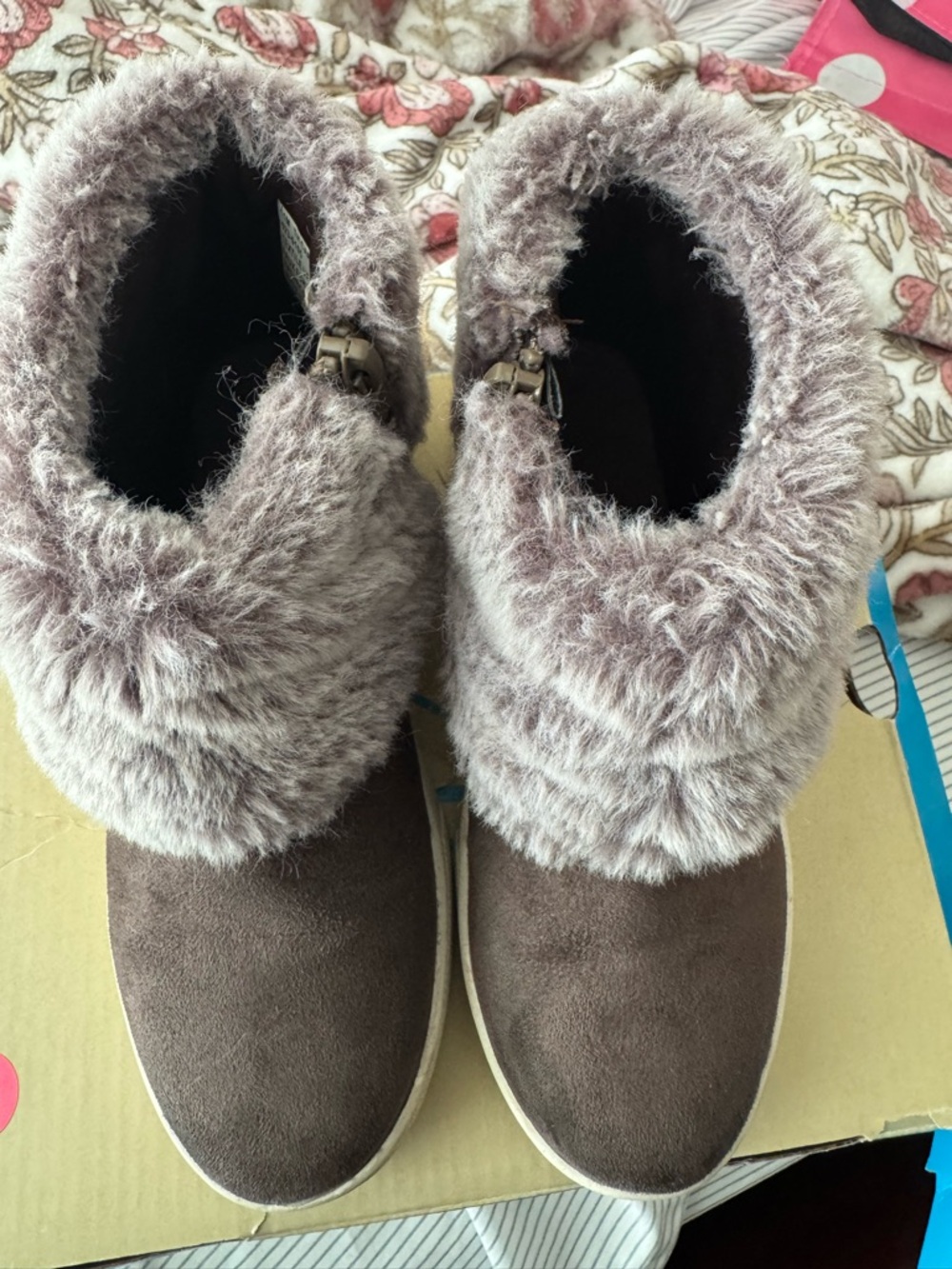 Cozy Faux-Fur Ankle Boots - Brown Size 11 Toddlers